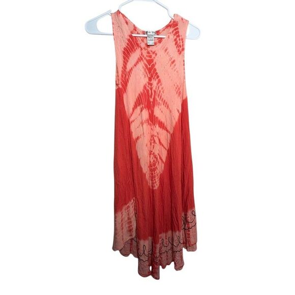 Cute Options Dress Women's Free Size Boho Embroidered Sleeveless Tie Dye - Picture 1 of 8